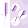 3 Pack Tail Comb Carbon Fiber Rat Tail Styling Comb Heat Resistant Anti Static Teasing Comb for Back Combing Root Teasing Adding Volume Evening Styling (Purple)