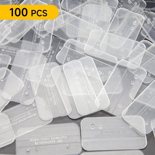 FIGURESLAB 100Packs Star Was Black Series 6 inch Action Figure Stand with Peg, 1/12 Clear Toy Figuras Display Support Stands, Figures Organizer Bases Holder Accessories - Multi-Pegs - Square