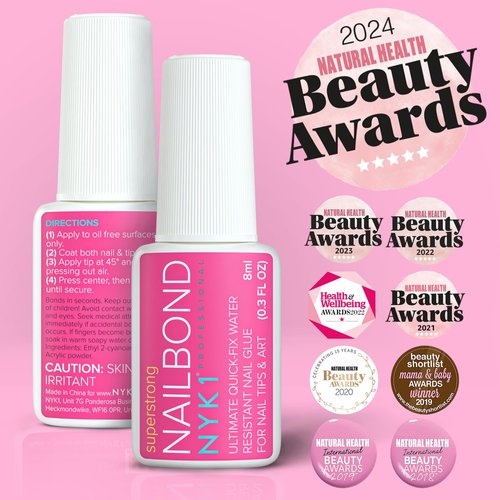 Super Strong Nail Glue For Nail Tips, Acrylic Nails and Press On Nails (8ml) NYK1 Nail Bond Brush On Nail Glue For Press On Nails Long Lasting Nail Glue For Acrylic Nails Fake Nails Tips Nail Glue Gel