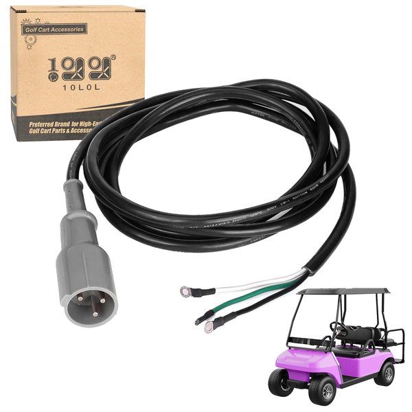 10L0L 48V Charger Plug for Club Car DS & Precedent 1995-2014 Golf Cart, 3-Pin Male Plug with DC Cordset, Replaces OEM# 101828901 103429001 101128901