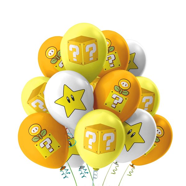 24Pcs Mario Party Latex Balloons, Super Bros Birthday Party Balloons, Super Bros Game Party Balloon Decoration