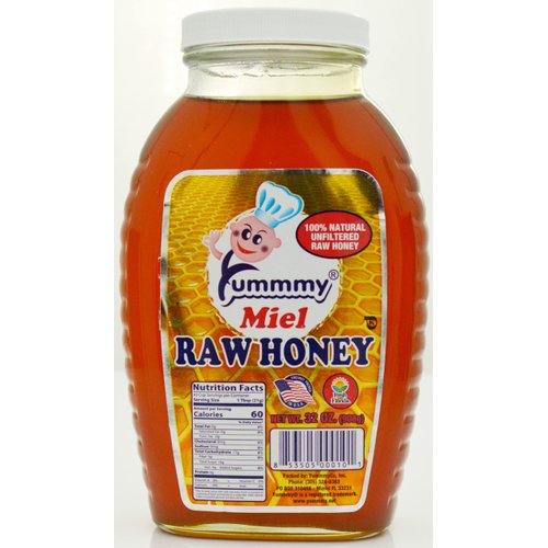 Yummmy Raw Honey, 100% Natural Raw Honey, 2 Lbs. (32 Oz), Kosher Certified, Wildflower Honey from Florida, Unfiltered, Uncooked