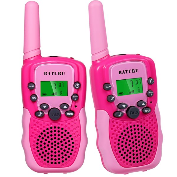 BATURU Walkie Talkies for Kids, Kids Walkie Talkies 2 Pack, Walkie Talkies Christmas Toys Gifts for 4 5 6 7 8 9 10 Year Old, Stocking Stuffers for Kids Boys Girls Toddlers (2 Pack-Pink)
