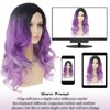 Dai Cloud Ombre Purple Wigs for Women Dark Roots Long Curly Wave Wigs Middle Part Synthetic Halloween Party Wigs