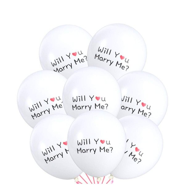 JHere Will You Marry Me White Latex Balloons for Romantic Surprise Party Balloons, Propose, Engagement, Wedding - Pack of 30, 12 inch