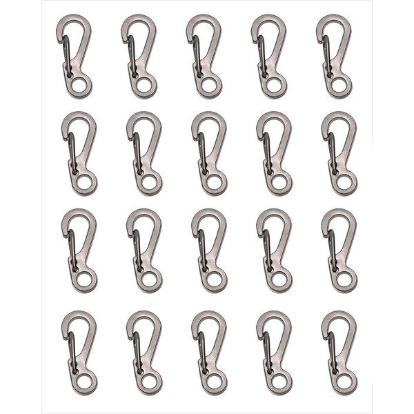 Mini Skater 20PCS Mini Hanging Buckle Spring Backpack Clasps Metal Hook EDC Keychain Keyring Bottle Hooks Paracord Tactical Survival Gear (Gun Grey)