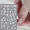 Tyuimhx 5 Sheets Flowers Nail Art Stickers Decals 5D Embossed Self-Adhesive Lily Flowers Nail Stickers Blue Pink White Green Purple Floral Nail Decals Supplies for Women Girls DIY Nail Tip Decorations
