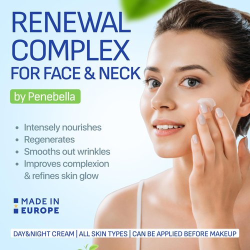 PENEBELLA Face & Neck Firming and Tightening - Hyaluronic Acid 4D, Vitamin C+E, Elastin - Made in Europe - Lift & Firm Neck Cream - Face Moisturizer Anti Aging Treatment for All Skin