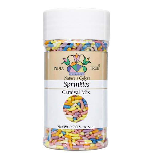 India Tree Nature's Colors, Carnival Mix, Sugar Sprinkles for Baking and Decorating, Small, 2.7 Oz Jar (Pack of 1)