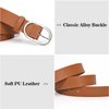 VONMELLI 3 Pack Women's Leather Belts for Jeans Pants Fashion Silver Buckle Ladies Dress Belt Black Brown Beige M