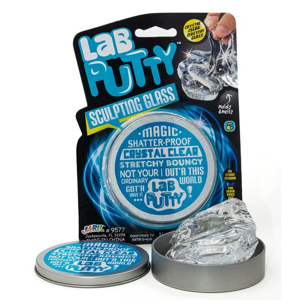 JA-RU Lab Putty Sculpting Glass-Clear Transparent Slime Putty w/Tin Case (1 Putty) Clear Crystal Slime for Kids & Adults. Stress Relief Fidget Sensory Toy. Party Favor 9577-1A