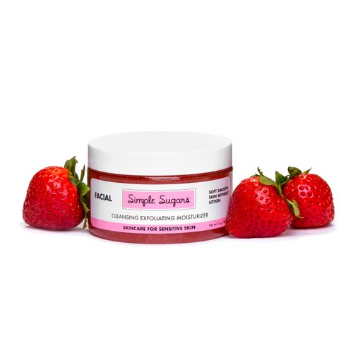 Simple Sugars Facial Best Sellers Bundle - All-Natural Skincare for Sensitive Skin for Eczema, Psoriasis, Rosacea, Dry Skin, Combination Skin - Green Tea, Strawberry, Vitamin C