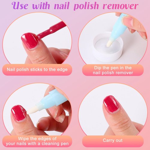 GGSTDDUP 8pcs Nail Polish Remover Pen Gel Nail Polish Corrector Pen Polish Cuticle Nail Edge Cleaning Pen with Cotton Tip for Nail DIY Design Nail Polish Clean Up Tool