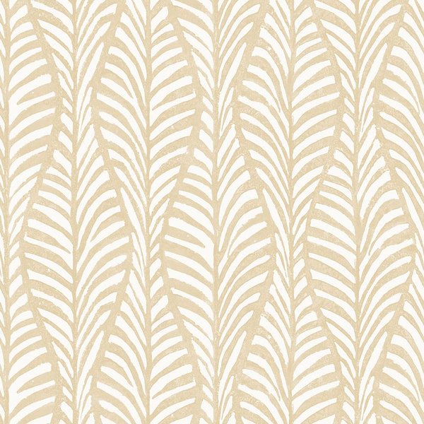 Tempaper White Clay Block Print Leaves, Designer Removable Peel and Stick Wallpaper, 20.5 in X 16.5 ft, Made in The USA