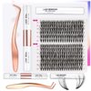 Miuffue DIY Lash Extension Kit 260 PCS Individual Cluster Kit Eyelash Extension Kit Lash Bond and Seal Glue Remover with Eyelash Tweezers