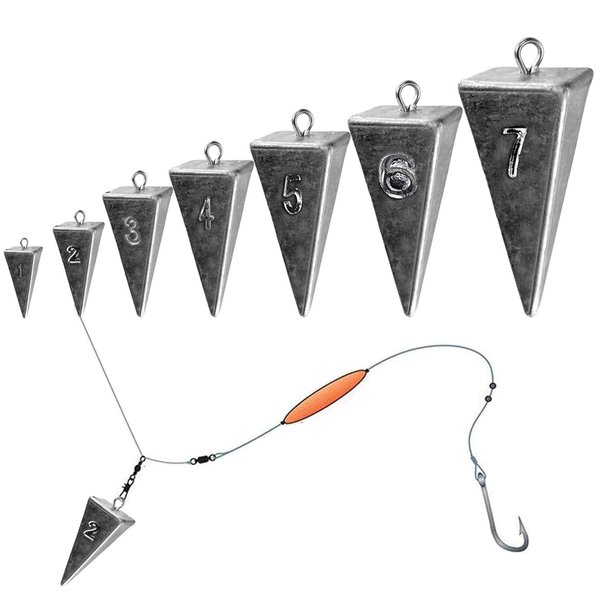 THKFISH Pyramid Sinkers Weights for Fishing Weights Saltwater Sinkers Kit for Surf Fishing Gear Tackle 3oz 10pcs