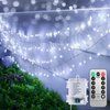Outdoor Fairy Lights Battery Operated, 2 Pack Twinkle String Lights with Remote, 5 Feet 60 LEDs Firecracker Starry Lights for DIY Wreath Wedding Party Bedroom Mason Jar Holiday Christmas, Pure White