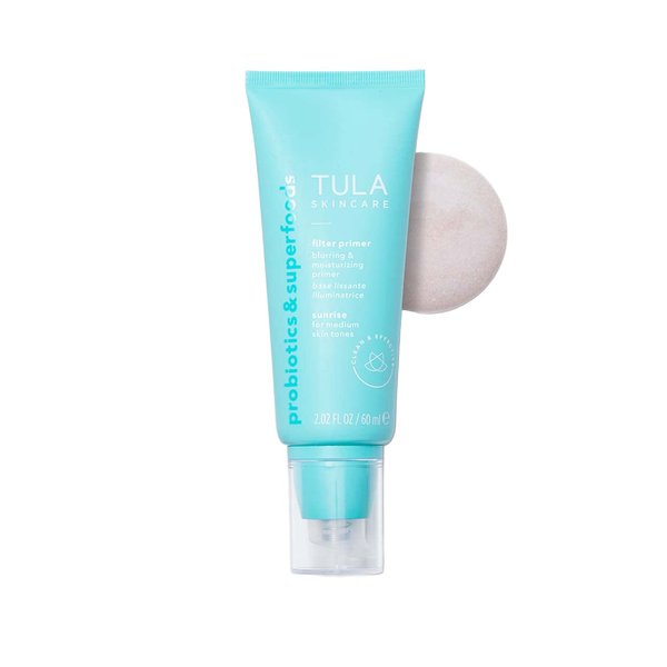 TULA Skin Care Face Filter Blurring and Moisturizing Primer - Supersize Sunrise, Evens the Appearance of Skin Tone & Redness, Hydrates & Improves Makeup Wear, 2.02fl oz