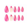 BAOYAALIN Hot Pink Press on Nails Medium Almond Shaped Fake Nails with Glitter Design Full Cover False Acrylic Glue Stick on Nail for Women Girls 24Pcs
