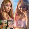 Shining Pink Hair Tinsel, 47 Inch 800 Strands Sparkle Hair Heat-Resistant Tinsel Hair Extensions, Easy for DIY, Sparkling Shiny Hair Tinsel Strands for Children Girls Women(Shining Pink)