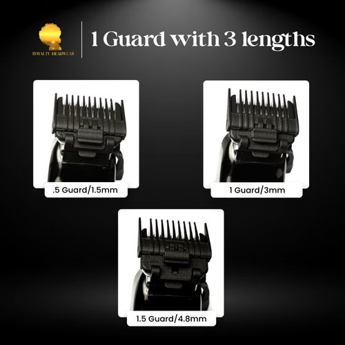 Royalty Headwear Professional Hair Clipper Guards Cutting Guides - Fits All Wahl & Babybliss Clipper Trimmers - 3 Adjustable Lengths in 1 Guard (1.5mm, 3mm, & 4.8mm)