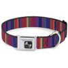 Buckle-Down Seatbelt Buckle Dog Collar - Lines Reds/Purples - 1.5" Wide - Fits 13-18" Neck - Small