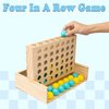 Wooden 4 in a Row & Bounce Ball Games,Two-in-One Four in a Row Game and Bounce Ball Party Game, Bounce Off Game for Friends and Family