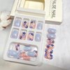 Tyuimhx Blue Flowers Press on Nails Square Short Fake Nails Light Blue False Nails Glossy Full Cover Stick on Nails Acrylic Spring Floral Artificial Nails for Women Girls Glue on Nails 24Pcs