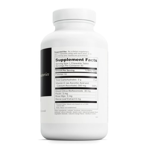 DaVinci Labs Chewable C-300 - Supplement to Support Immune Health, Cholesterol and Collagen Production - With Vitamin C, Pectin and More - Gluten-Free - Orange Pineapple Flavor - 90 Vegetarian Tablets