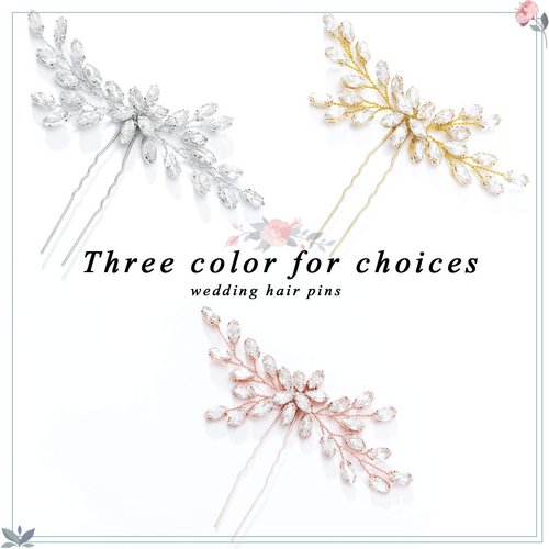 Unicra Bride Wedding Crystal Hair Pins Bridal Hair Pieces Wedding Hair Accessories for Women and Girls (Pack of 1) (Gold)