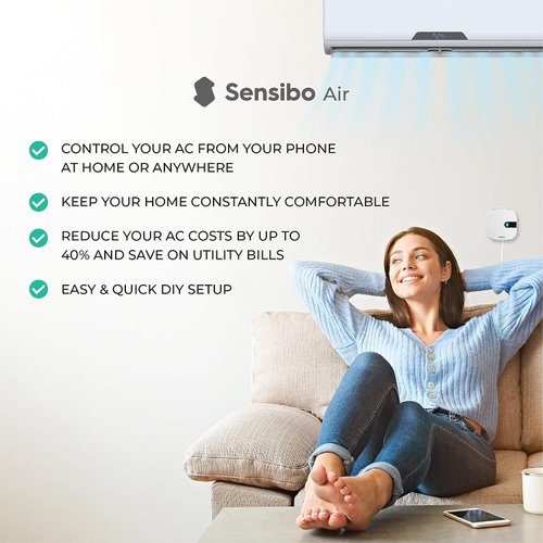 Sensibo Air - Smart Air Conditioner Controller. Apple HomeKit Certified. 60-Seconds Installation. Maintains Comfort and Energy Saving Features. Compatible with Google, Alexa, Apple HomeKit & Siri