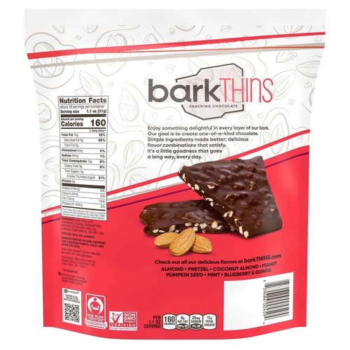 barkTHINS Bark Thins Almond Snacking Chocolate Dark Dark Chocolate 20.0 Ounce