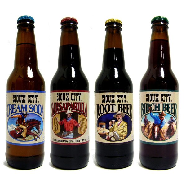 Orca Beverage Sioux City 4 Flavor Mix - Root, Sarsaparilla, Birch, Cream Soda - 12 Pack
