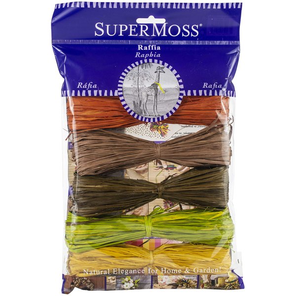 SuperMoss (40518) Raffia Craft Kit - Fall, Thanksgiving (Basil, Golden, Rust, Terra Cotta, Brown), 16 cu In. (5 Pack)