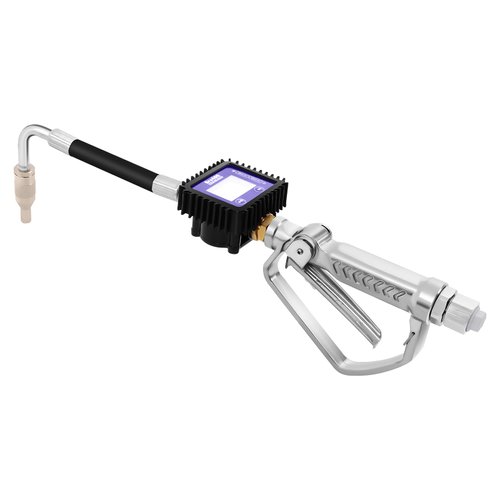 JLYNOWPT Electronic Oil Gauge Gun, Digital Oil Control Valve Meter Nozzle with 1/2" inch NPT Inlet, Portable Quantitative Fueling Gun with LCD Display Screen & 4 Measurement Units(L, GAL, PTS, QTS)