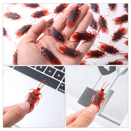 Manmel 180PCS Fake Roaches Toys Set, Realistic Fake Cockroaches Great Way to Play a Prank, Faux Cockroaches for Halloween Prank Toy, Kids Trick Joke Toys Adult Fool's Day Prank Gifts Party Favors