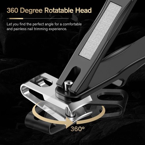 FERYES 360° Rotating Nail Clippers for Seniors, Long Handle Fingernail Clippers for Men and Women, Ergonomic EZ Grip Toenail Clippers for Thick Nails