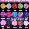 15 Colors Hair Tinsel with Tools Kit 43 Inch 3000 Strands Sparkling Shiny Tinsel Hair Extensions with 10Pcs Synthetic Feather Hair 10 Pcs Rainbow Hair 100 Pcs Hair Beads 1 Pliers 2 Crochet Hooks 1Comb