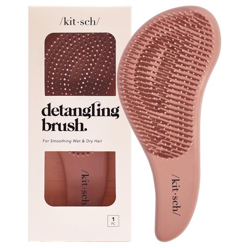 Kitsch Detangling Brush for Adults & Kids - Professional Wet & Dry Hair Detangler, No Pain, Tangle Free Flexible Bristles - Easy to Hold, Shower & Travel Hair Brush, Fits All Hair Types - Terracotta
