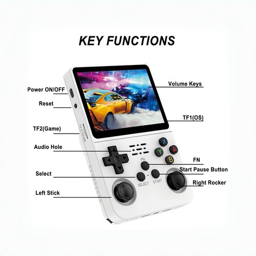 R36s Handheld Game Console, 3.5 Inch IPS Screen Retro Handheld Game Console with 128g TF, Video Games Consoles with 3500mah Battery, Built-in 20000+ Classic Games for Adults Kids (Purple-128G)