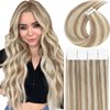 Lacer Hair Tape in Extensions Real Human Hair Double Side 20 Inch Color P#6/60A Piano Medium Brown Mixed with Platinum Blonde Seamless Remy Tape in Hair Extensions 50g Per Package 20 Pieces