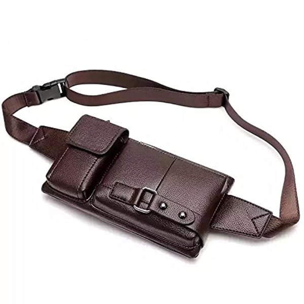Bestsent Men's Leather Sling Bag,Chest Shoulder Backpack, Water waterproof Crossbody Bag(Brown, Medium)