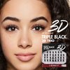 iENVY False Eyelashes Triple Black 3D Individual Trio Lashes 3X Volume Reusable Eyelash Clusters (Long)