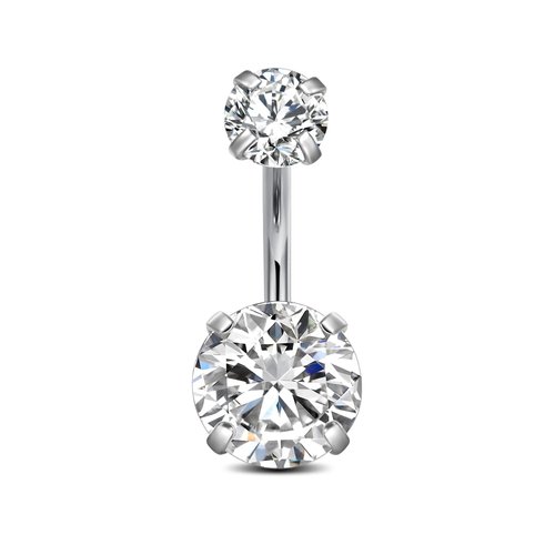 FECTAS 14g Belly Button Rings Surgical Steel CZ Petite Navel Ring for Women Girls Body Piercing Jewelry Petite select Barbell Len 6mm 8mm 10mm 12mm Silver