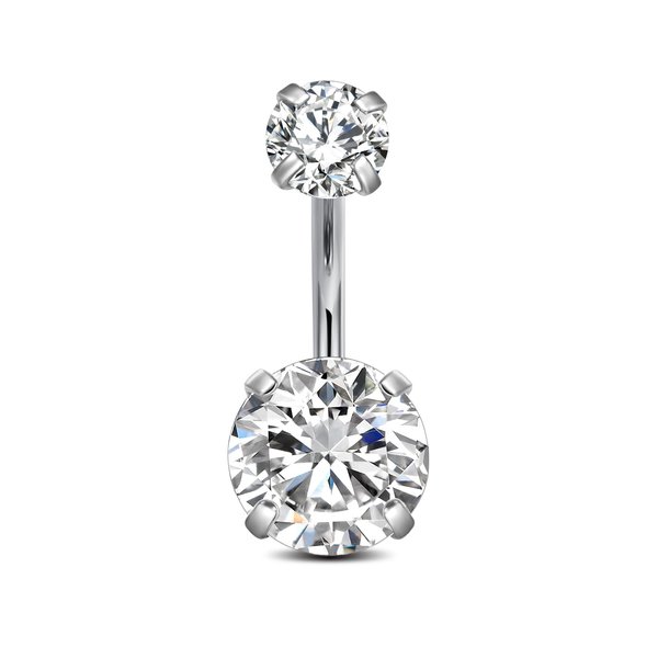 FECTAS 14g Belly Button Rings Surgical Steel CZ Petite Navel Ring for Women Girls Body Piercing Jewelry Petite select Barbell Len 6mm 8mm 10mm 12mm Silver