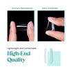 Beetles Gel Nail Tips 500Pcs Medium Square Pre Shaped Clear Full Cover False Nails for Gel Art Polish Soak Off Lamp Nail Extensions Acrylic Press on Nail Tips