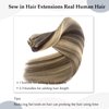 Sew in Hair Extensions Real Human Hair,22 Inch 120G Ash Blonde Balayage Highlights Blonde Hair Extensions Sew in Weft Hair Extensions Human Hair Hand Tied Weft Hair Extensions for Women