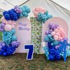 HILAVO Blue Purple Balloons 60 Pcs 12 Inch Pink Purple Blue Party Balloons Light Purple Pink Peacock Blue Latex Helium Balloon for Kid Cartoon Theme Birthday Baby Shower Party Decorations Supplies