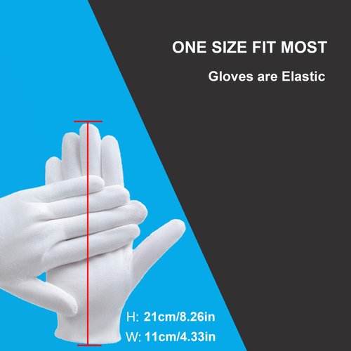 White Cotton Glove 24 Pieces, Washable Cotton Glove Eczema, Spa Moisturizing Glove for Sleeping, One Size Fit Most Overnight Moisturizing Glove, Gifts for Christmas, Thanksgiving Day(12 Pairs)