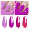 Vishine Pink Gel Nail Polish Set 4 Colors, Hot Pink Tones Sakura Spring Rose Purple Fushia Dark Pink All Seasons Soak Off Long Lasting Nail Art Design Salon Home Manicure Kit C027